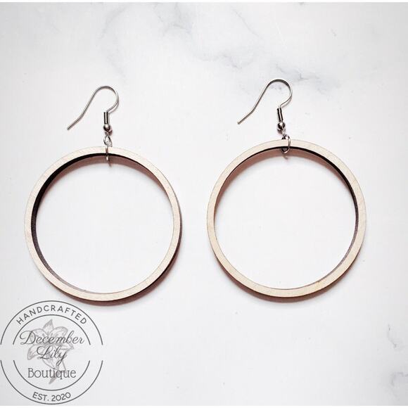Wood Hoop Earrings - Picture 3 of 4